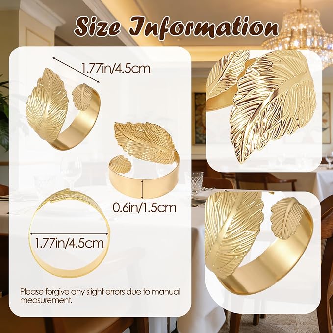 Napkin Rings Set of 6, Metallic Napkin Ring Holder Buckles | Napkin Ring Bulk - Image 7