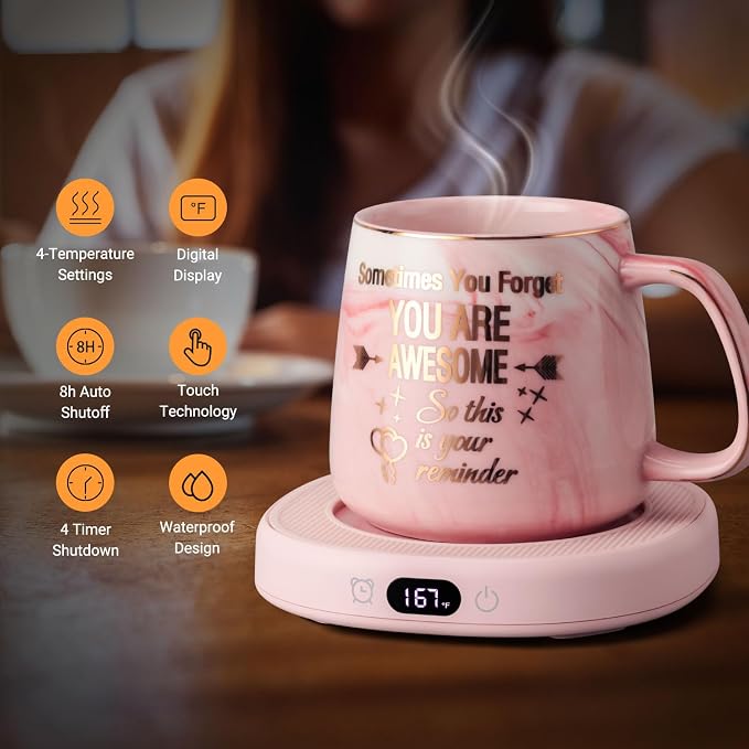 Coffee Mug Warmer & You are Awesome Mug Set, Electric Cup Warmer - Image 2