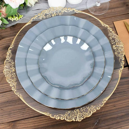 Efavormart 10 Pack | Dusty Blue 6" Round Plastic Dessert Salad Plates, - Image 2