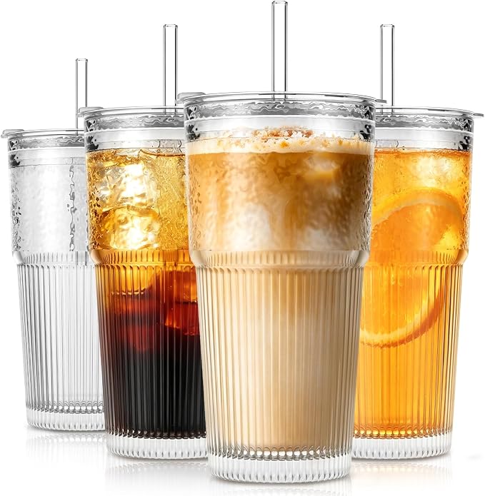 SoulTimes 20oz Wave Ribbed & Wavy Glass Tumbler by SoulTimes