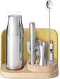 Caraway 9-Piece Complete Bar Set - Cocktail Shaker, Jigger, Muddler, Wine Key, Strainer, Bar Spoon, Storage Organizer, Magnetic Backer - Bartender Accessories - Tools for Home Bartending - Lemon Drop