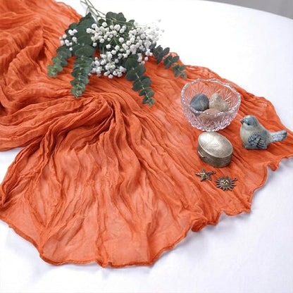 10 Pack Orange Cheesecloth Table Runner 17 x 108 Inch | Boho Gauze Fabric - Image 6