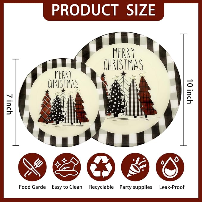24Pack Christmas Plastic Plates - Image 2
