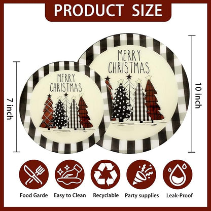 24Pack Christmas Plastic Plates - Image 2