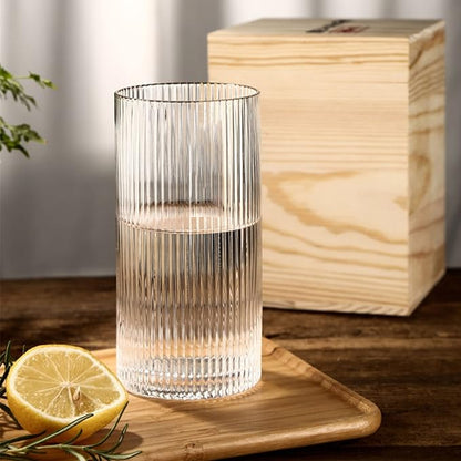 INSETLAN Glass Cups Vintage Glassware Set of 4 Large, Origami Style Transparent - Image 6