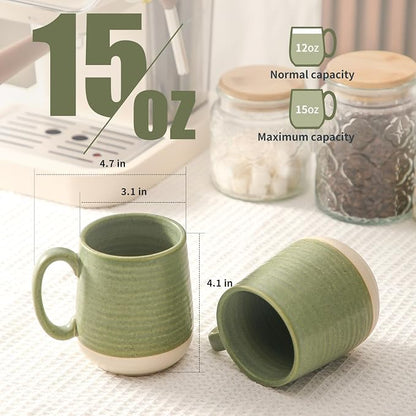 HASENSE Porcelain Coffee Mugs Set of 6, 15 Ounce Large Ceramic Coffee Cups Set - Image 2