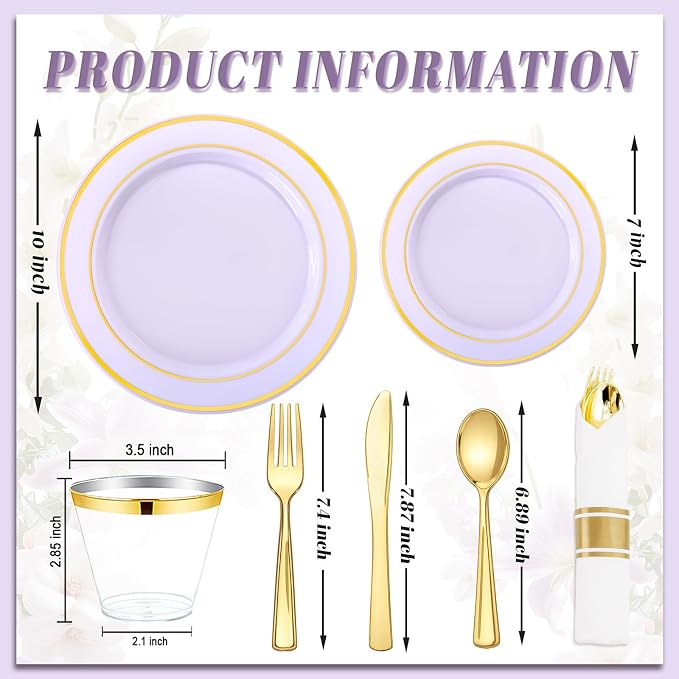 350PCS Purple Plates Disposable - Image 8