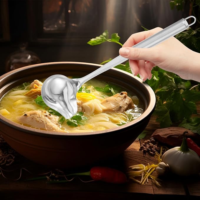 FRCOLOR 2pcs Stainless Steel Duckbill Soup Spoons Long Handle, Smooth Edges - Image 7