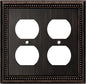 Henne Bery Sunken Pearls Decorative Wall Plate Switch Plate Outlet Cover (Double Duplex, Aged Bronze)