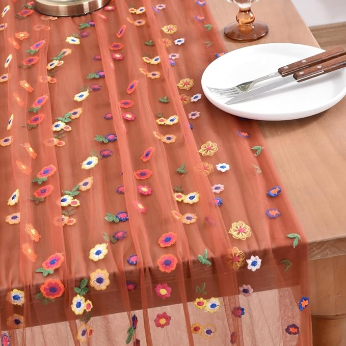 Flower Table Runner Floral Daisy Summer Birthday Party Garden Wedding Decor | - Image 3
