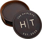 Custom Round Engraved Coasters, Personalized Leather Coaster, Laser Engraved by Obsidian+Home+Creations