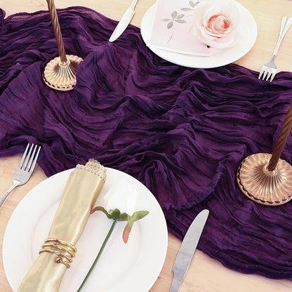 1 Pack Purple Cheesecloth Table Runner 120 Inch Boho Wedding Decor | - Image 5
