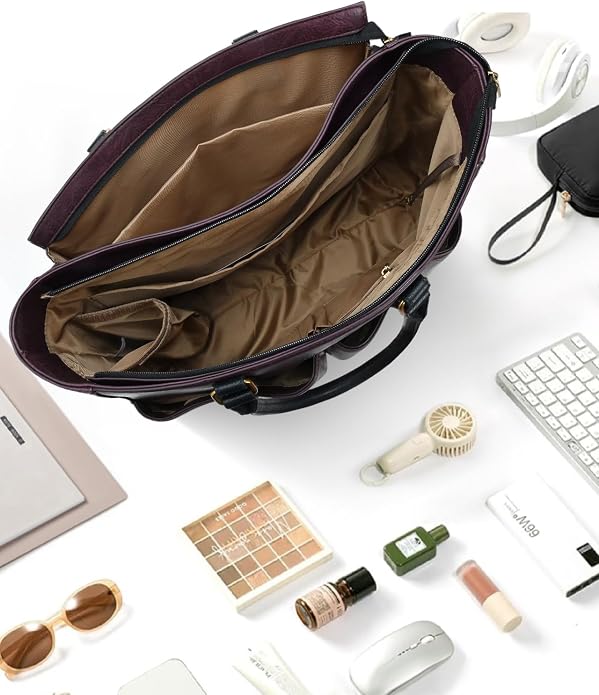 Laptop Tote Bag for Women, Leather Work Tote - Image 3