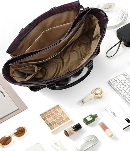 Laptop Tote Bag for Women, Leather Work Tote - Image 3