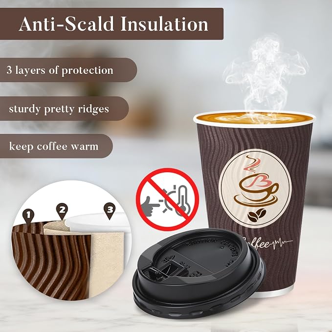 50 Pack 16 oz Disposable Coffee Cups - Image 2