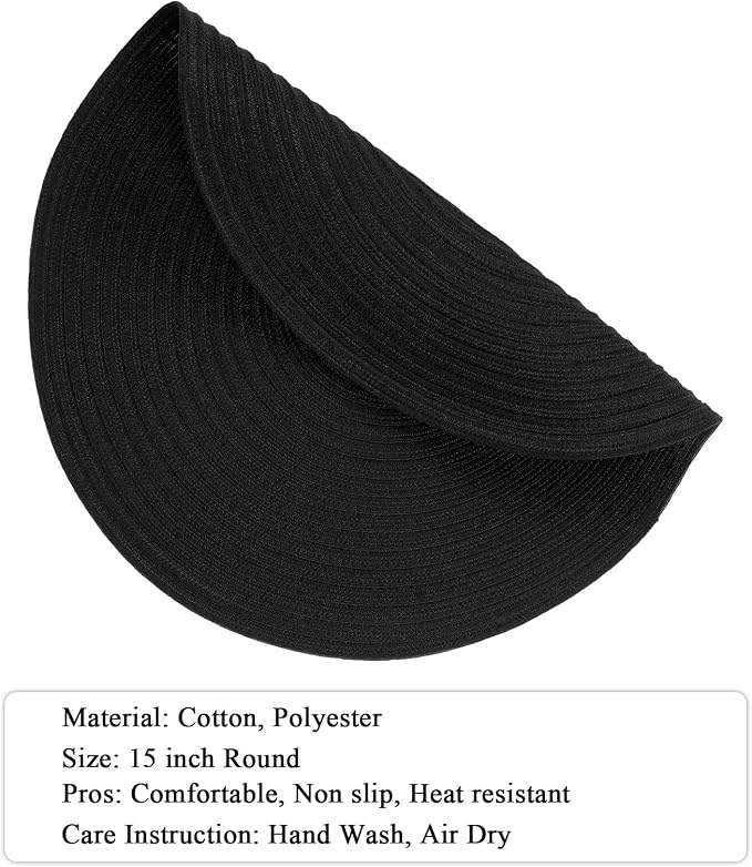 SHACOS Round Braided Placemats Set of 4 Heavy Cotton Polyester Washable Round - Image 3