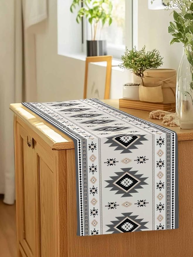Boho Table Runners 108 Inches Long, Abstract Southwestern Kitchen Dining Tables - Image 7