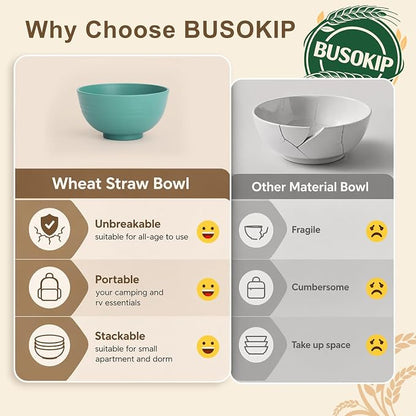 Mini Bowls Sets of 8, Unbreakable & Lightweight Wheat Straw Bowls 10oz - Image 6