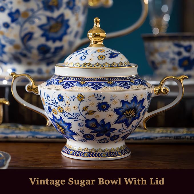 ACMLIFE Tea Set for Adults, Vintage Tea Sets, Bone China Tea Set, Tea Cup Set - Image 4