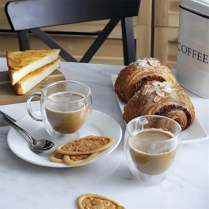 Espresso Cups Set Of 2, Double Walled Glass Coffee Mugs - Image 5