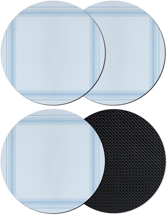 Light Blue Grid Coasters Set of 4 Absorbent Coasters by Unknown