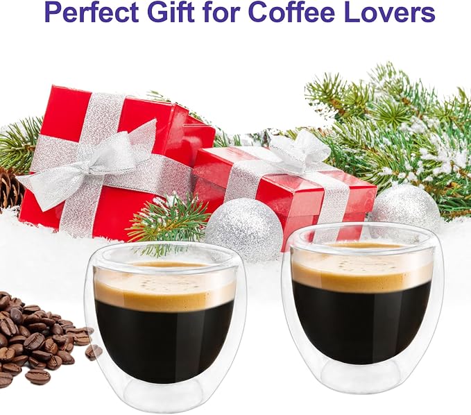 Double Wall Expresso Cups, 3 Ounce Glass Espresso Mugs - Image 5