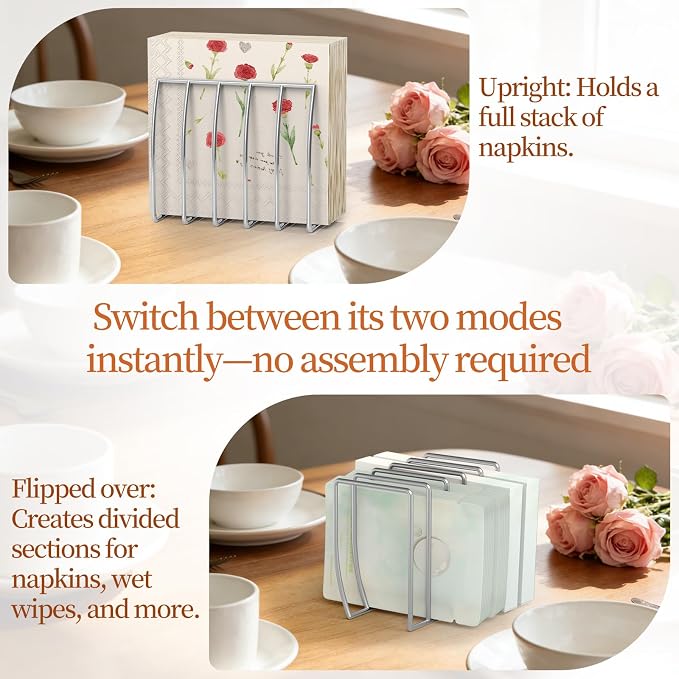 Reversible Napkin Holder for Table Silver | 2-in-1 Gold Metal Cocktail Napkin - Image 4