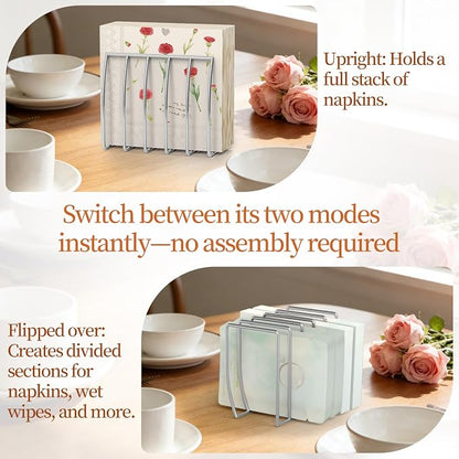 Reversible Napkin Holder for Table Silver | 2-in-1 Gold Metal Cocktail Napkin - Image 4