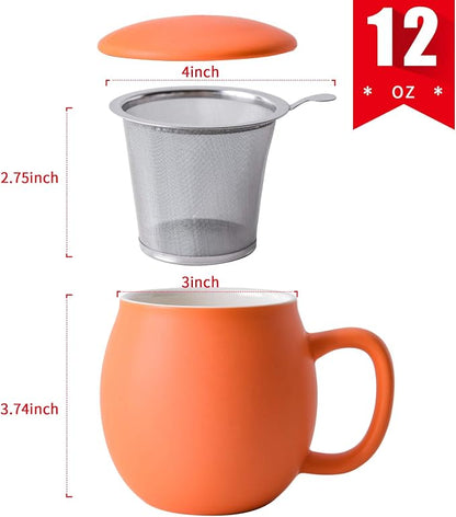 Yundu 12 OZ Matte Orange Ceramics Teacup - Image 2