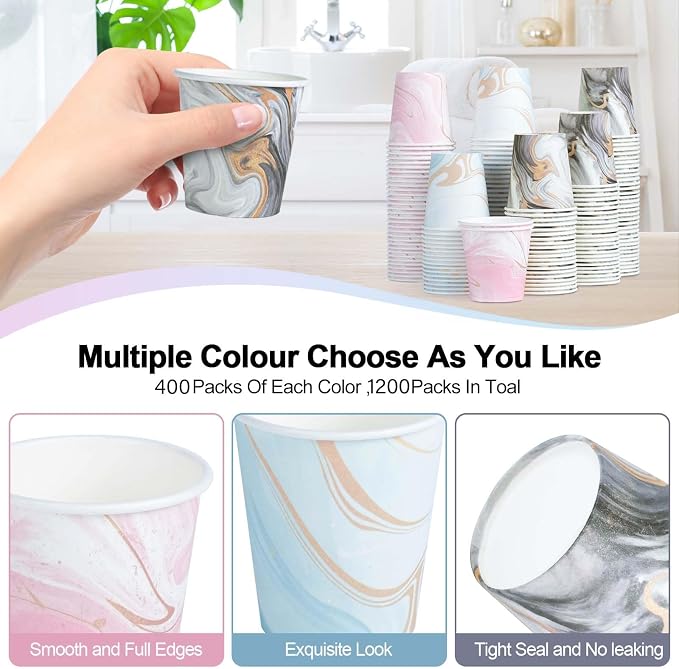 3oz Bathroom Paper Cups, 1200 Pack Small Disposable Cups | Mouthwash Cups - Image 3
