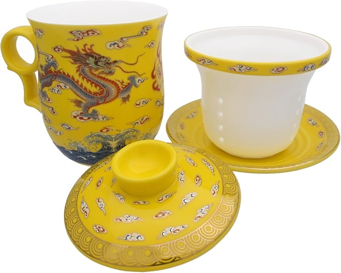 Porcelain Tea Cup with Infuser Lid and Saucer Sets - Image 6