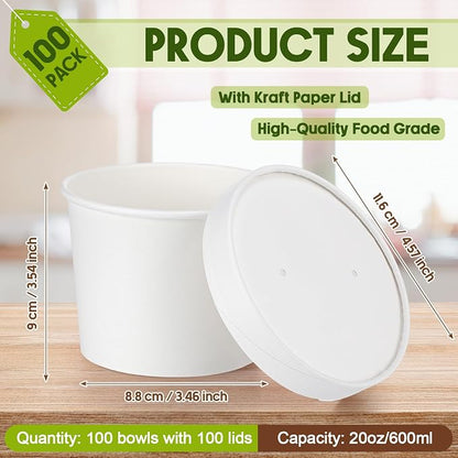 Fulmoon 100 Pack Paper Soup Containers - Image 2