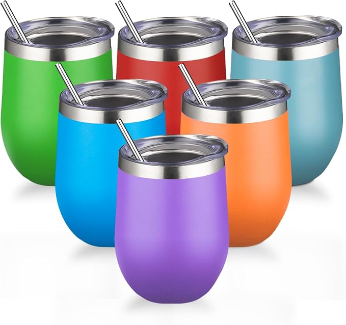 12oz/6 Pack Stainless Steel Wine Tumbler by GUDEMAO