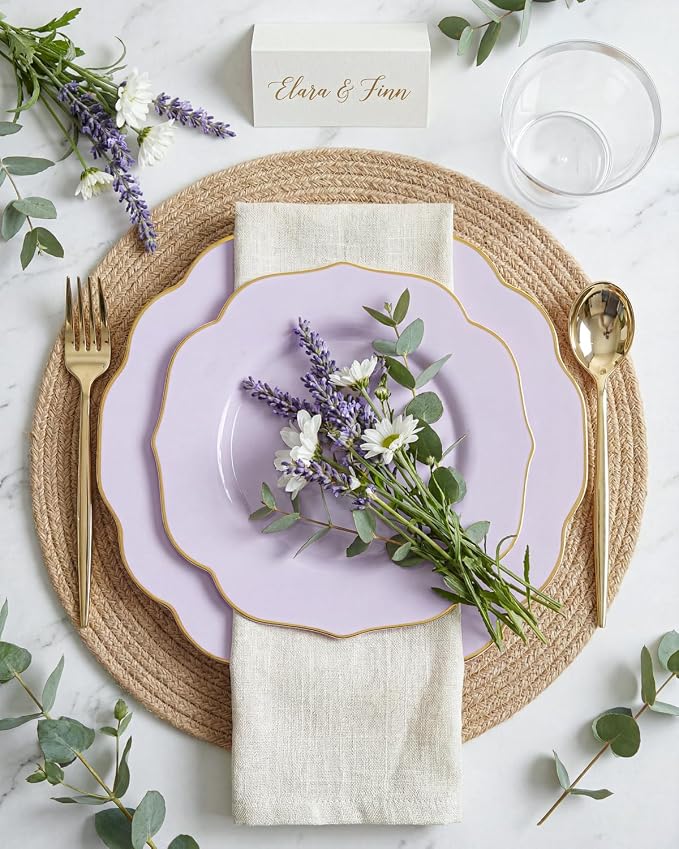 bUCLA 180PCS Purple Plastic Plates - Image 4
