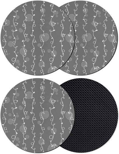 White Lines Coasters Set of 4, Vintage Abstarct Minimalist Art Gray Soft by PIEPLE