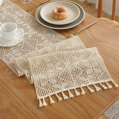 meioro Mesh Woven Table Runners, 35x48 Inch Boho Cotton Table Runner - Image 6