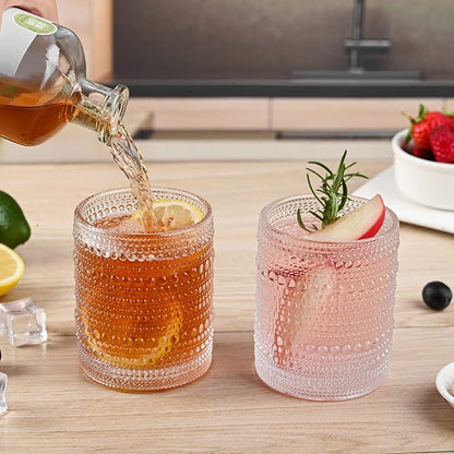 ZMOWIPDL Drinking Glasses Set of 6, 12oz Clear Hobnail Glass Cups | Vintage - Image 4