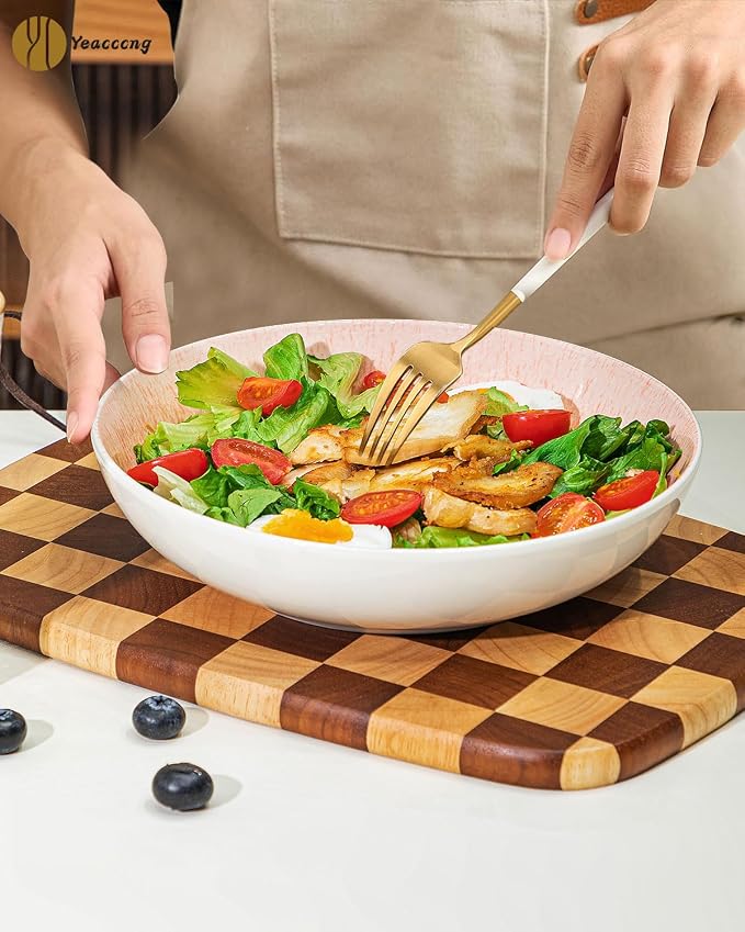 Yeacccng Pasta Bowls Set of 6, 8.7 Inch 39 Oz Colorful Reactive Glaze Ceramic - Image 7