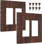 Outlet Covers Brown Red Rustic Wood Grain Retro Farmhouse 2 Gang Light Switch Cover Double Rocker Wall Plate Decorative GFCI Receptacle Electrical Switchplate for Farmhouse Cabin Decor（2 Pack）