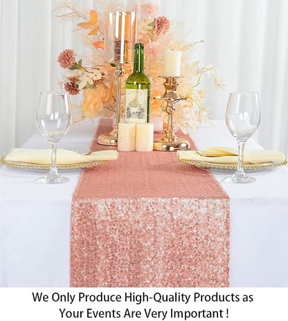 ShiDianYi 12''x72'' Blush Pink Sequin Table Runner - Image 2