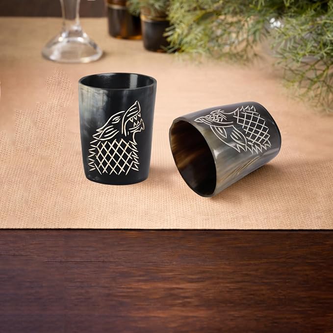 Handicrafts Home Viking Horn Shot Glasses Set of 8, Handmade Natural Ox Horn - Image 8