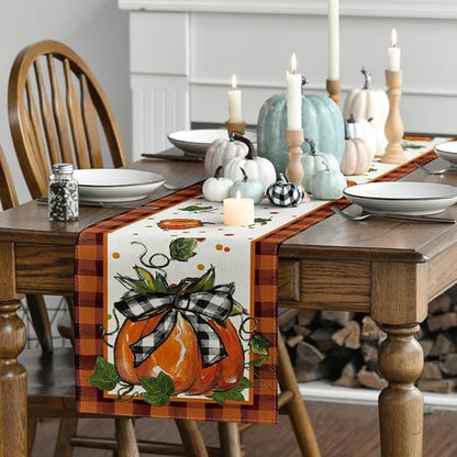 Artoid Mode 210 GSM Fall Table Runner 13x72 Inch Home Party Decor | Orange - Image 3