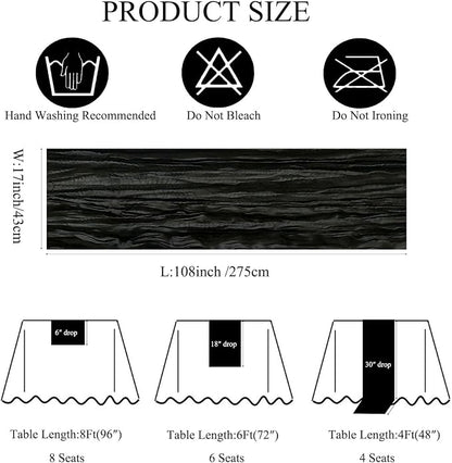 6Pack Black Cheesecloth Table Runners, 17 x 108 inch Black Table Runners | - Image 3