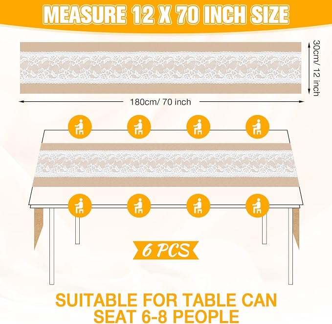 Xinnun 6 Pack Burlap Table Runner - Image 7