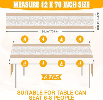 Xinnun 6 Pack Burlap Table Runner - Image 7