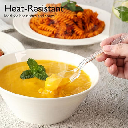 Disposable Plastic Silverware, Heavy Duty Forks and Spoons Set, Durable Plastic - Image 4
