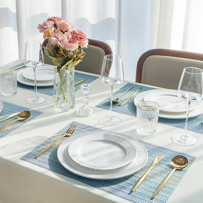 Placemats Set of 12 Vinyl/Plastic Woven Place Mats for Kitchen Table Indoor/Outdoor Washable Placemat Wipeable Dining Table Mats (Ocean Geode,12)