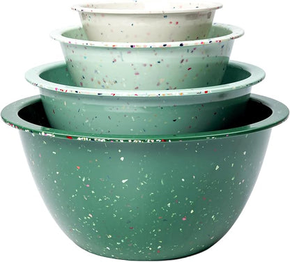 Confetti Melamine Mixing Bowls Set, 4 Piece Nesting BPA free Green | 4-Piece - Image 9