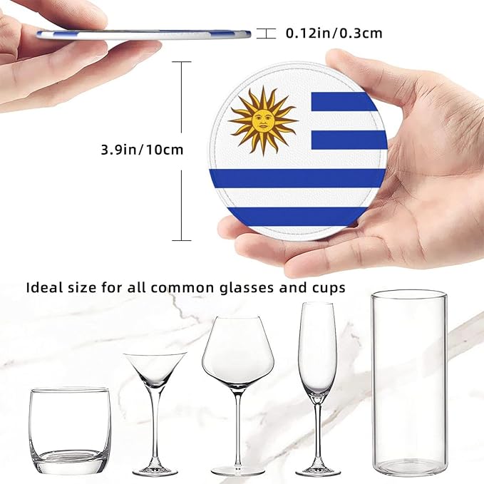 6 Pack Uruguay Flag Leather Coaster - Image 4