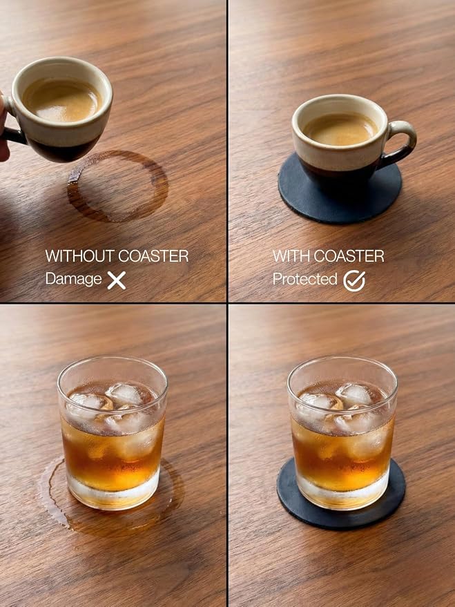 Real Natural Grain Leather Coasters – Durable Non-Slip Distressed Design - Image 3